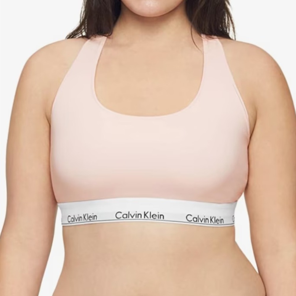 Calvin Klein Womens Plus Size 2X Modern Cotton Unlined Bralette QF5116 Pink 1316